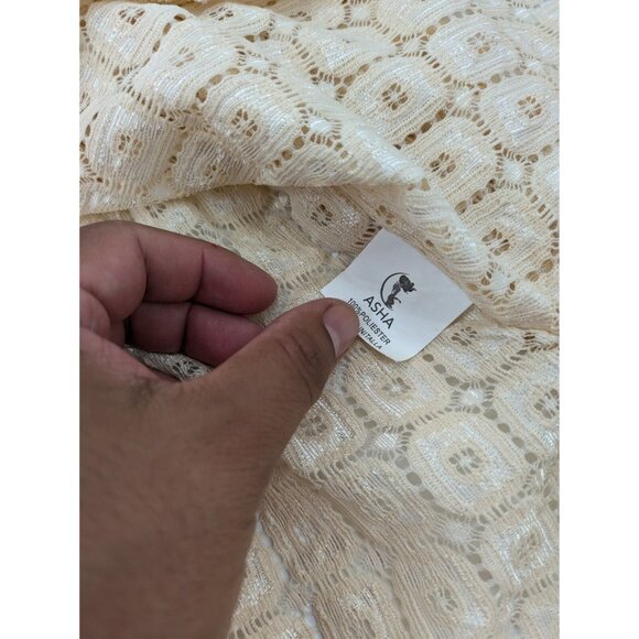 Asha Cover Up Blouse Womens‎ Cream Sheer Lace Top Southwest Crochet Boho Beach - Picture 3 of 8